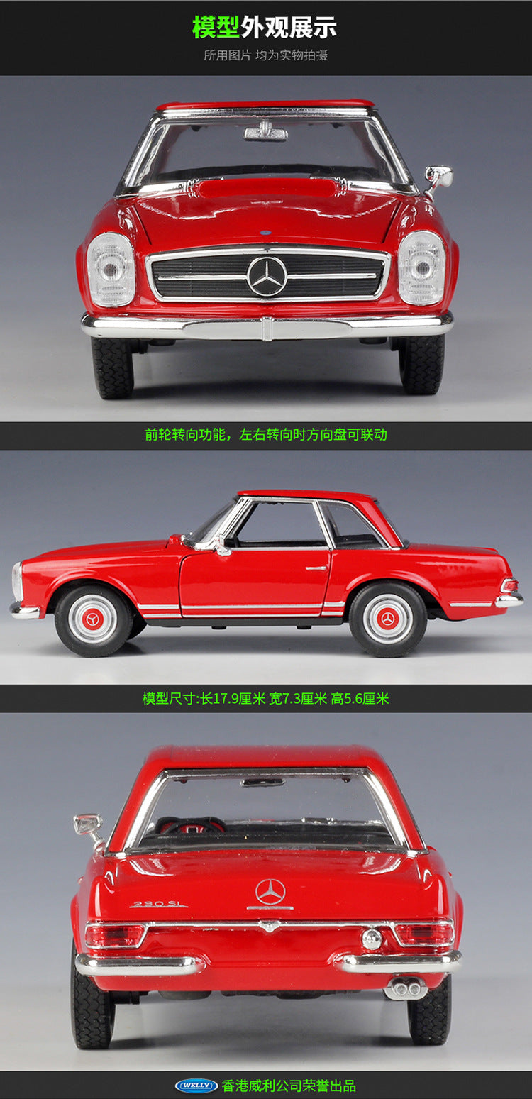 WELLY 1/24 Mercedes-Benz W125 230SL 1963 Classic Car Model