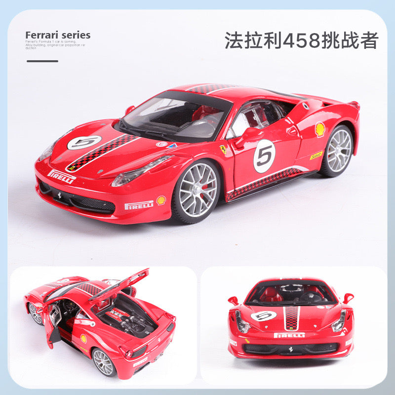 Bburago 1/24 Ferrari 488 458 F355 Challenge FXXK Racing Car Modern Car Model