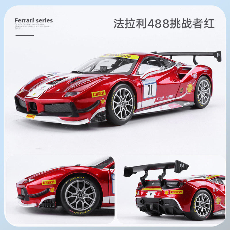 Bburago 1/24 Ferrari 488 458 F355 Challenge FXXK Racing Car Modern Car Model