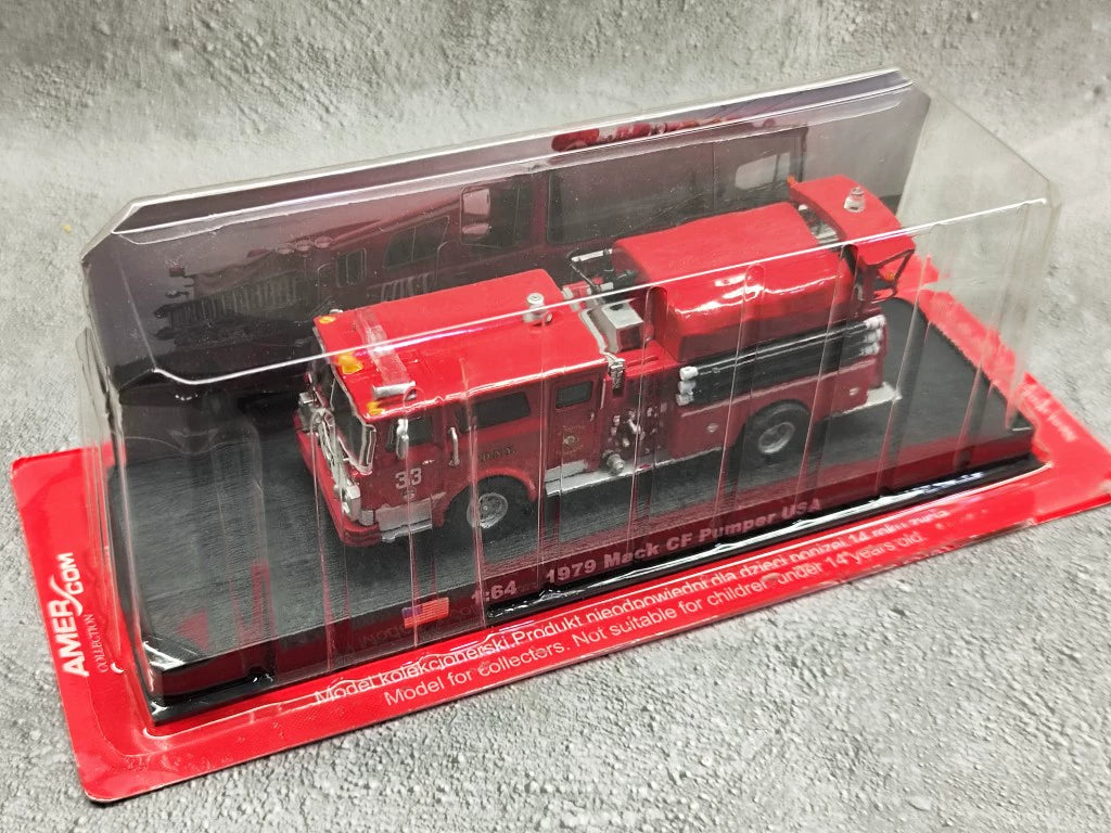 AMER 1/64 Mack CF Pumper USA Fire Engine 1979 Vintage Car Model