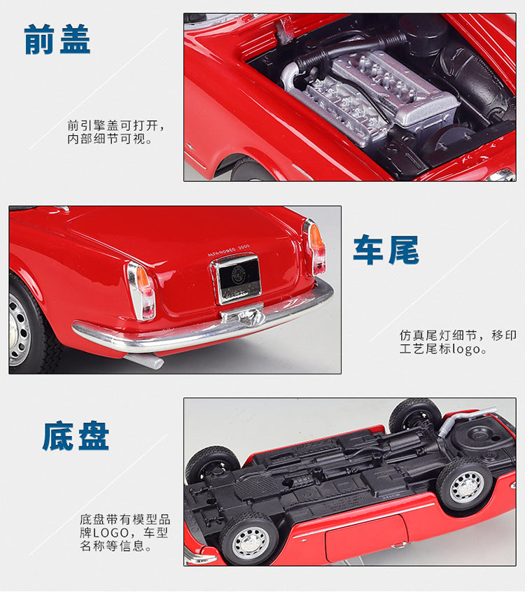 WELLY 1/24 Alfa Romeo 2600 Spider 1960 Convertible Classic Car Model