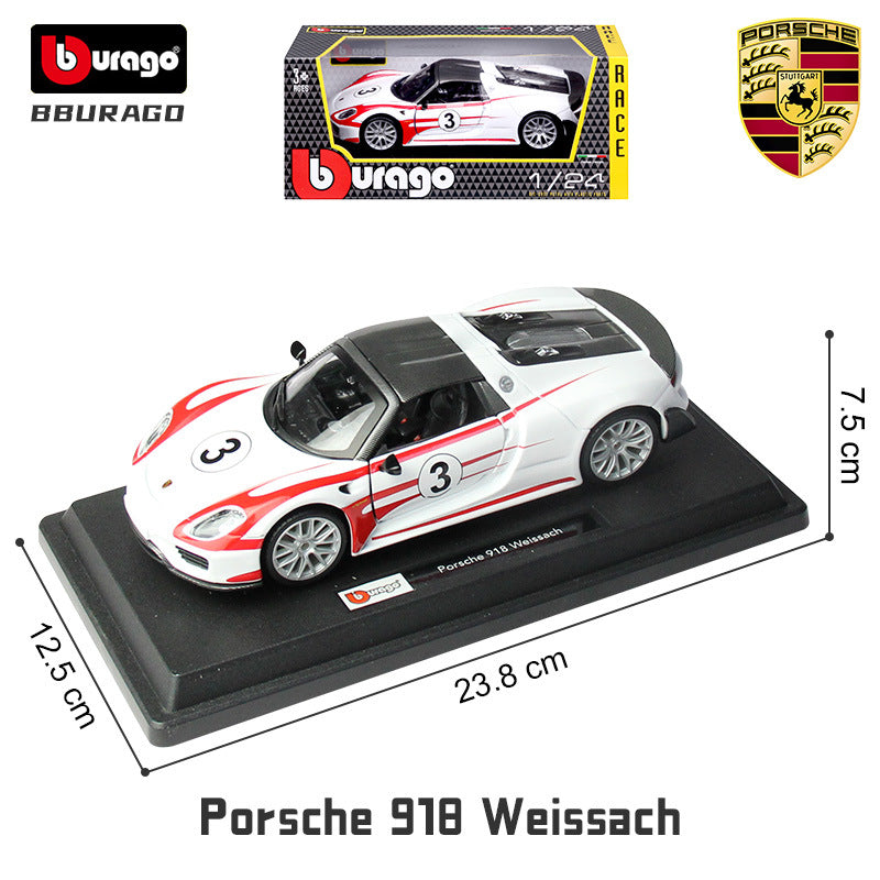 Bburago 1/24 Porsche 963 911 RSR Dakar 918 Modern Car Model