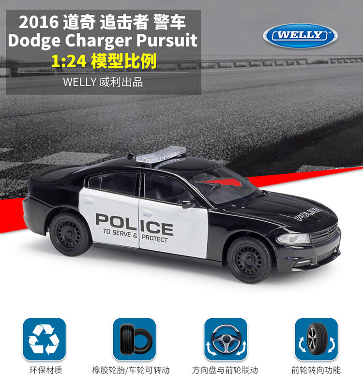 WELLY 1/24 Dodge Charger Pursuit 2016 Police Modern Car Model