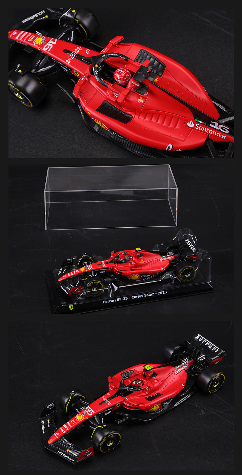 Bburago 1/24  Ferrari Formula Racing Car Acrylic Display Case Modern Car Model