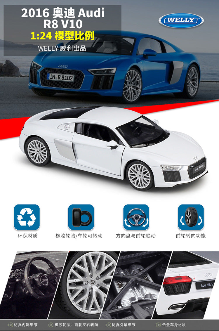 WELLY 1/24 Audi R8 V10 2016 Modern Car Model